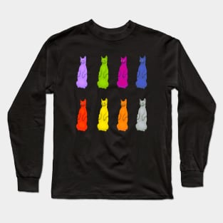 Colorful Cats Standing Up Long Sleeve T-Shirt